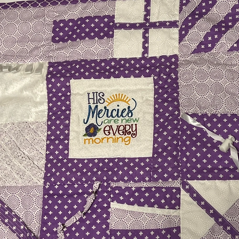 Vintage Homemade Baby Quilt Purple
